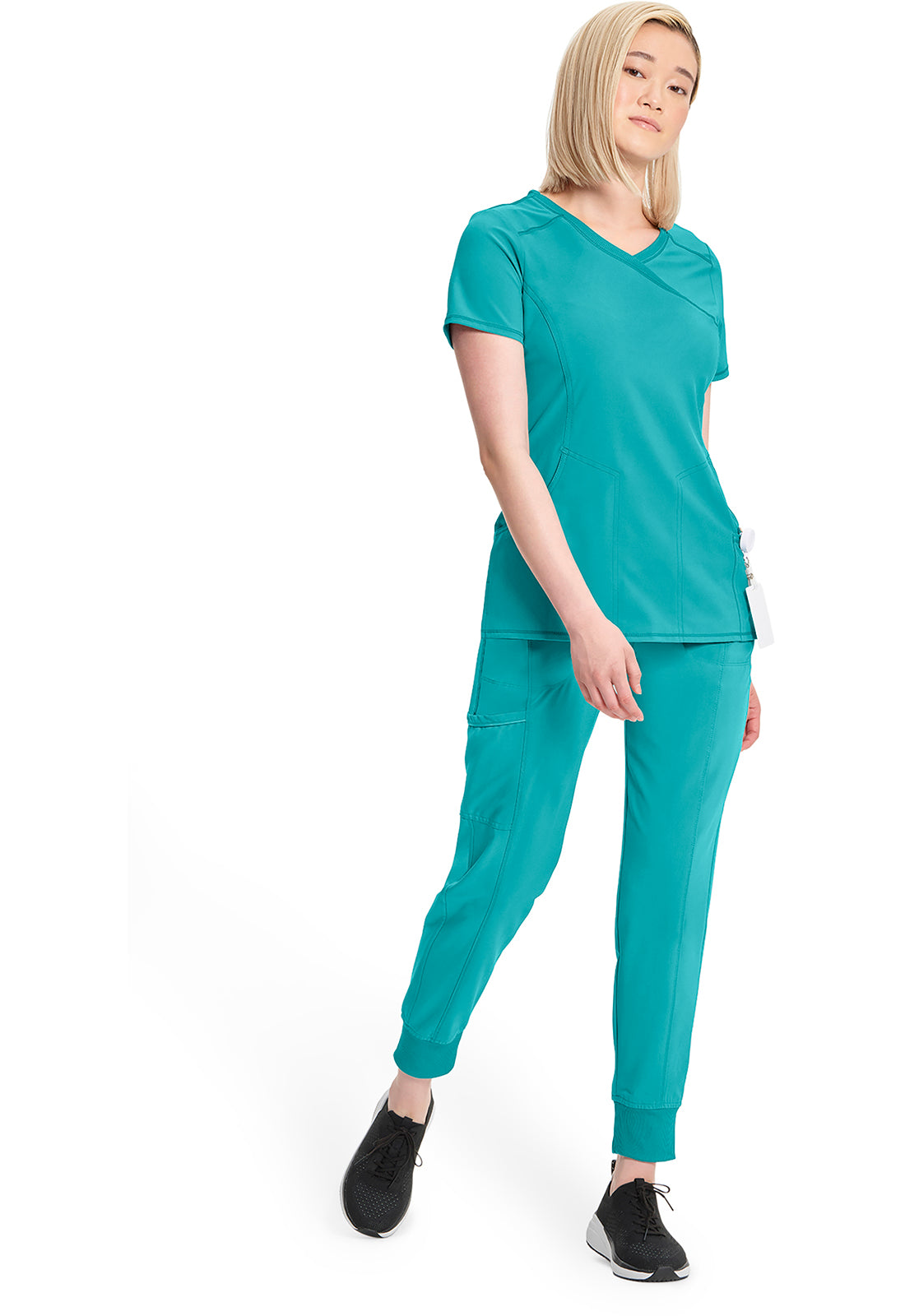 Classics 2625A Mock Wrap Top Teal Blue