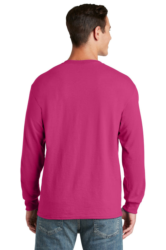 Jerzees Dri-Power 50/50 Cotton/Poly Long Sleeve T-Shirt. 29LS Cyber Pink