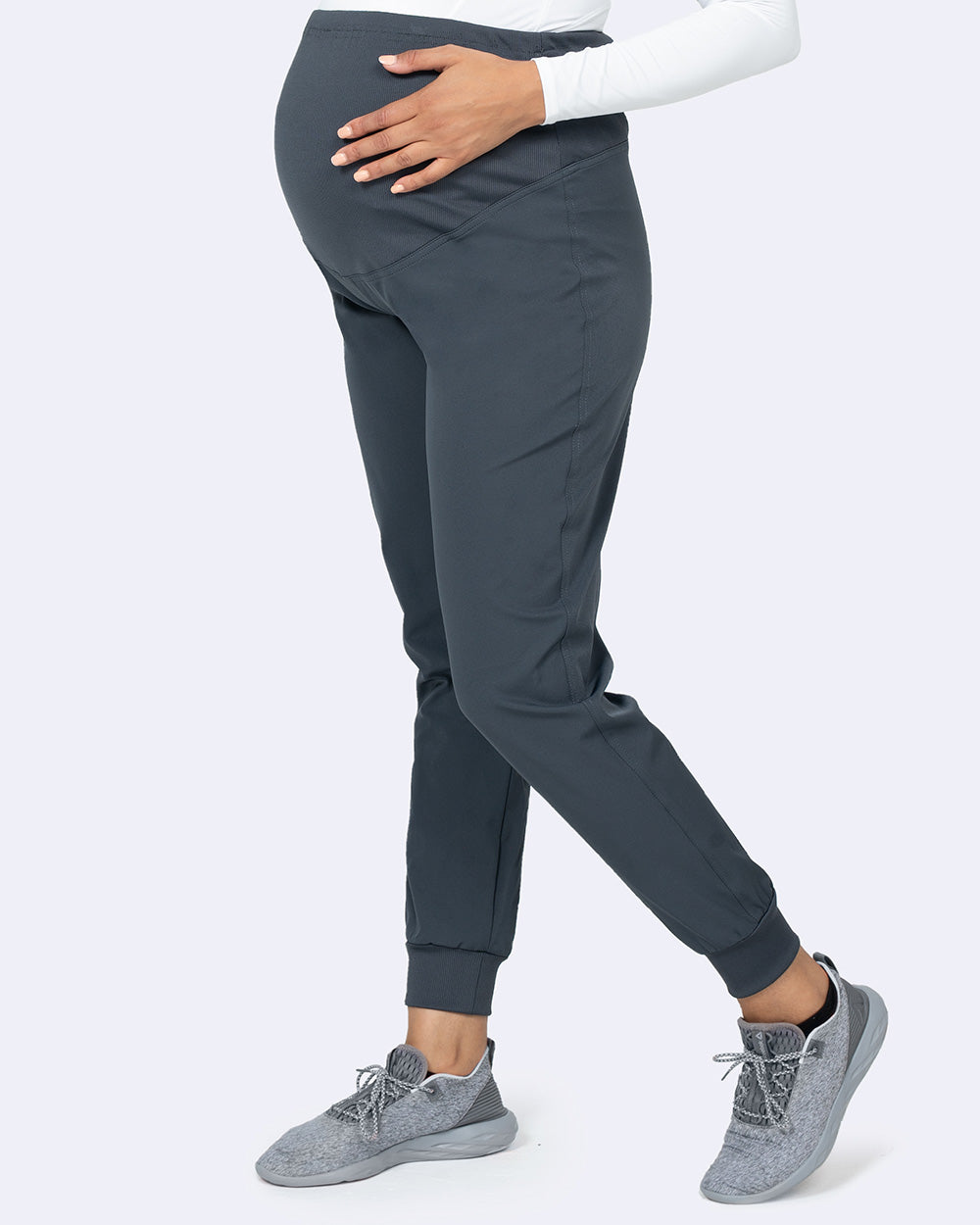Ava & Me 3048 Ava & Me Maternity Jogger Pant Pewter