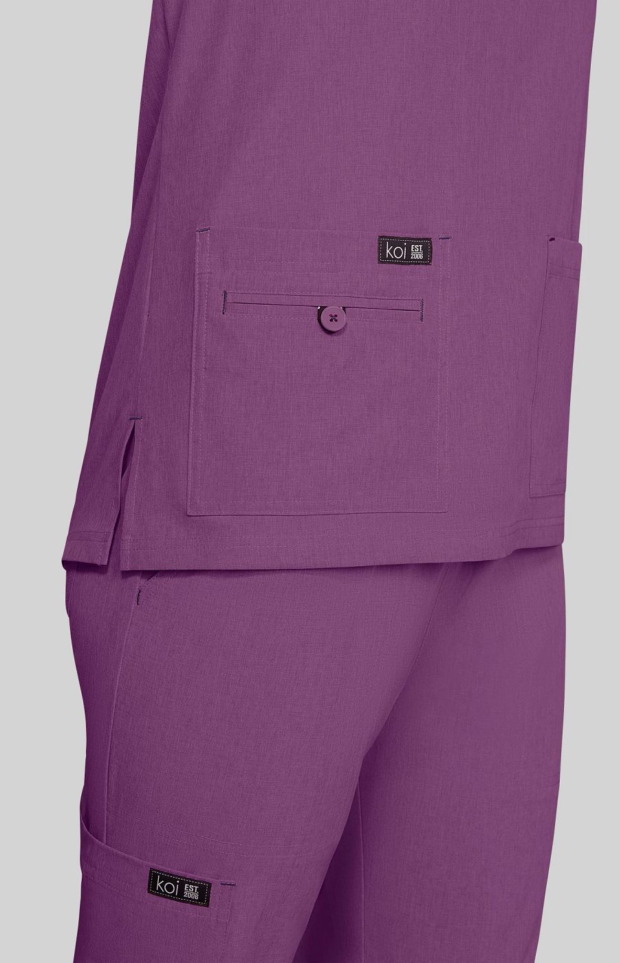 Basics Becca Women's 4-Pocket Stretch Scrub Top Heather Violet