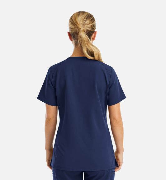 Matrix Pro 3902 Women's Curved V-Neck Top With Metallic Detail Navy
