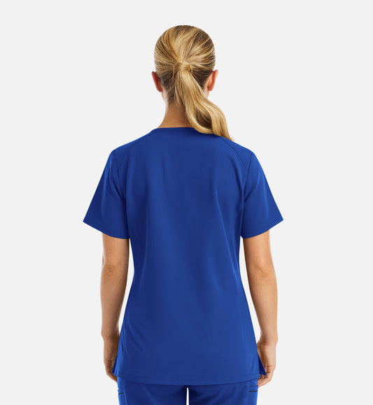 Matrix Pro 3902 Women's Curved V-Neck Top With Metallic Detail Royal Blue