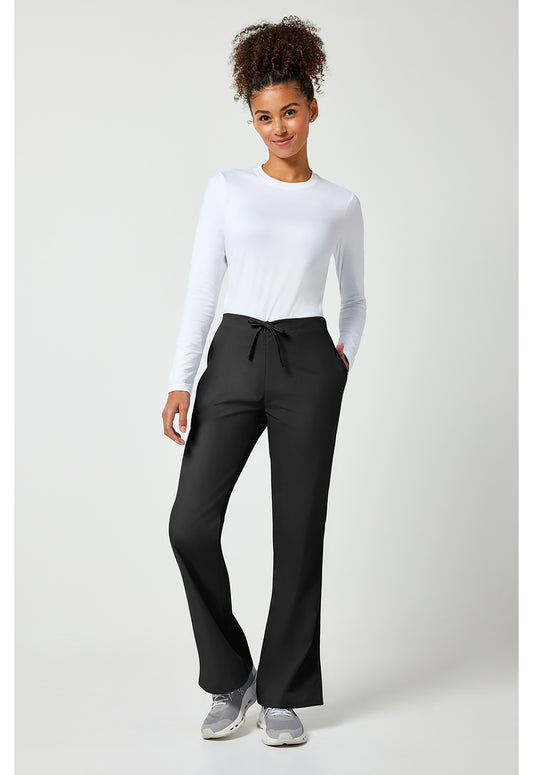 Workwear Originals 4101 Women's Natural Rise Flare Leg Drawstring Scrub Pants Black