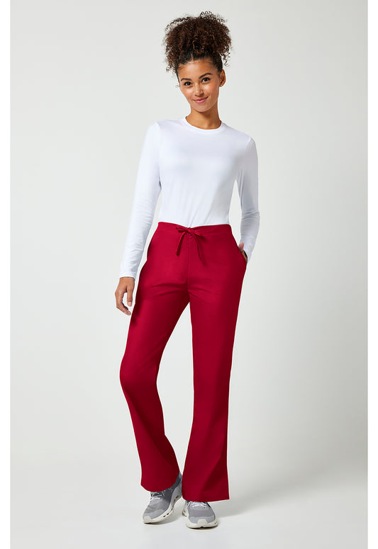 Workwear Originals 4101 Women's Natural Rise Flare Leg Drawstring Scrub Pants Red