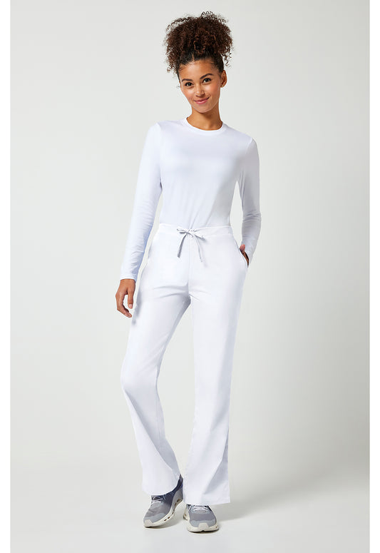 Workwear Originals 4101 Women's Natural Rise Flare Leg Drawstring Scrub Pants White