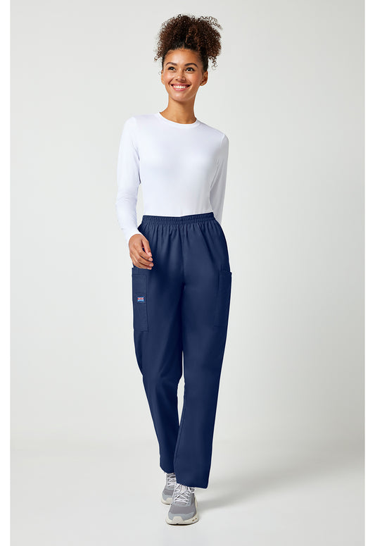 Workwear Originals 4200 Women's Natural Rise Tapered Pull-On Cargo Scrub Pants Navy