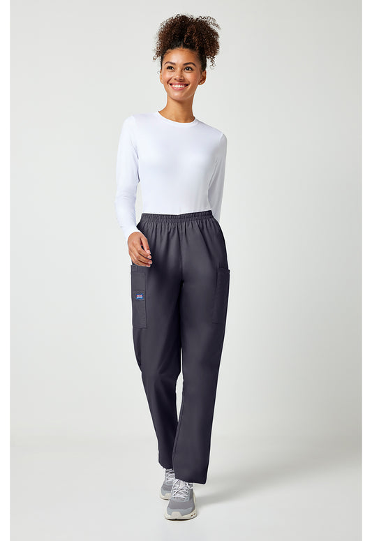 Workwear Originals 4200 Women's Natural Rise Tapered Pull-On Cargo Scrub Pants Pewter