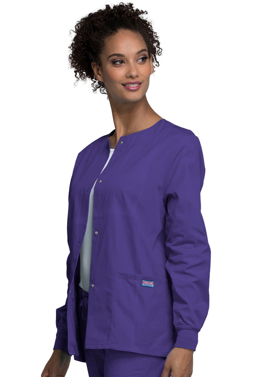Originals 4350 Snap Front Warm-Up Jacket Grape Model Image Right Side | Cherokee Workwear