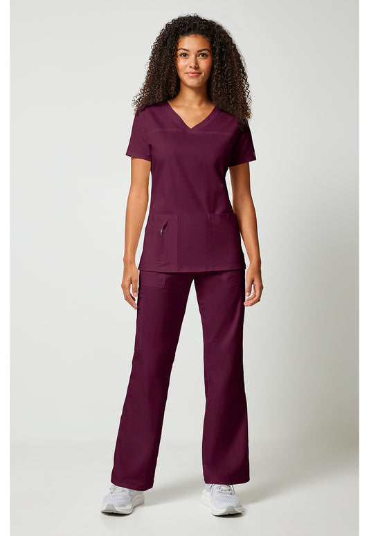 Workwear Core Stretch 4727 Women's V-Neck Scrub Top Wine