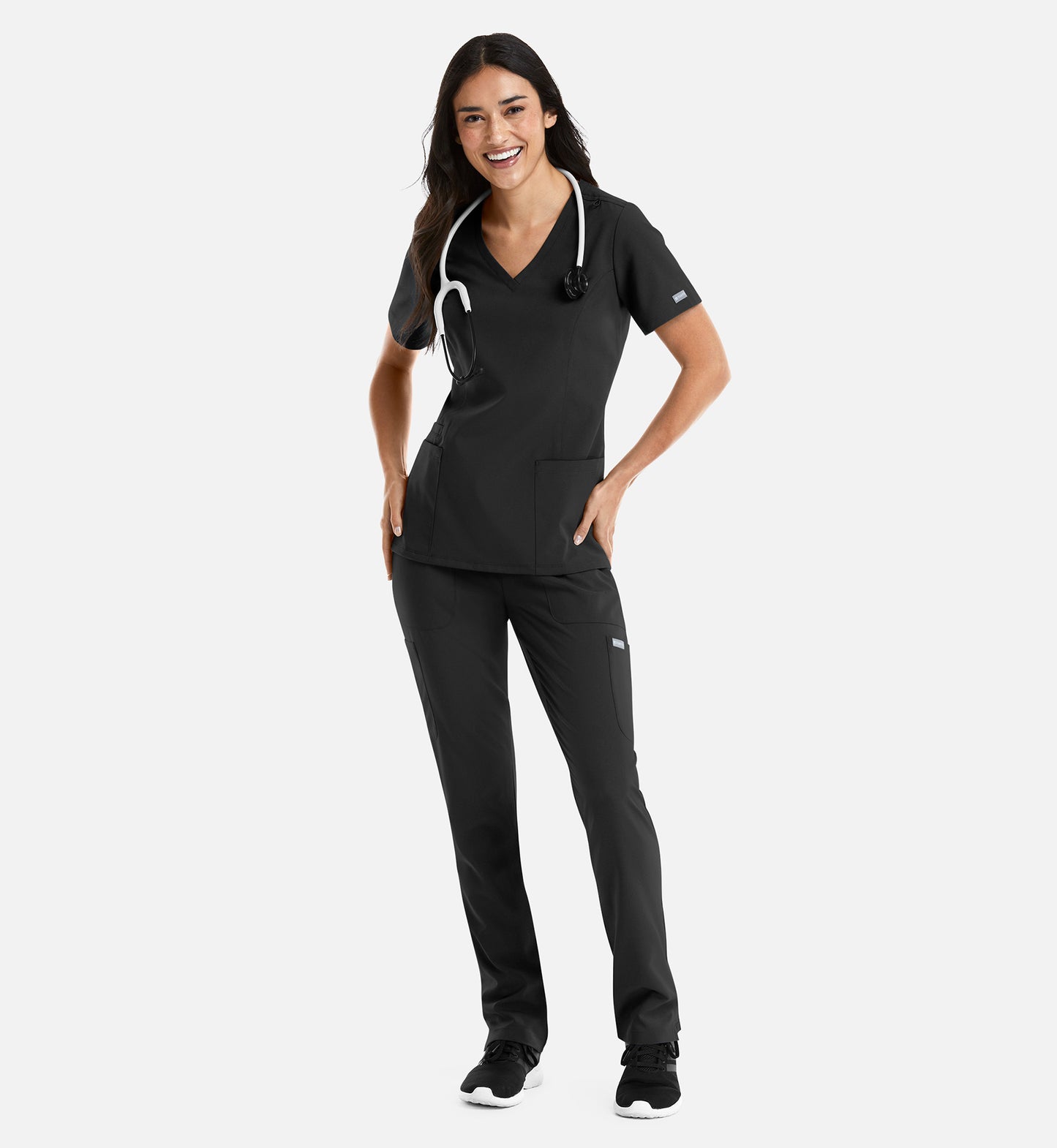 Momentum 5001 Women's Double V-Neck Top Black