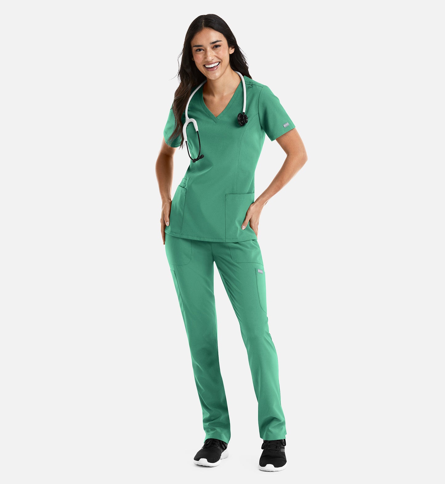 Momentum 5001 Women's Double V-Neck Top Surgical Green