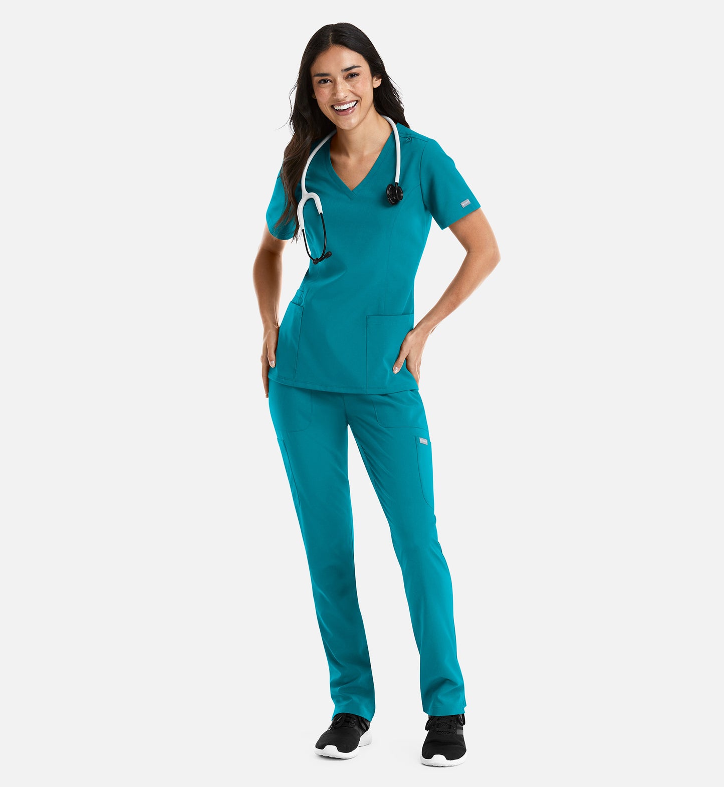 Momentum 5001 Women's Double V-Neck Top Teal