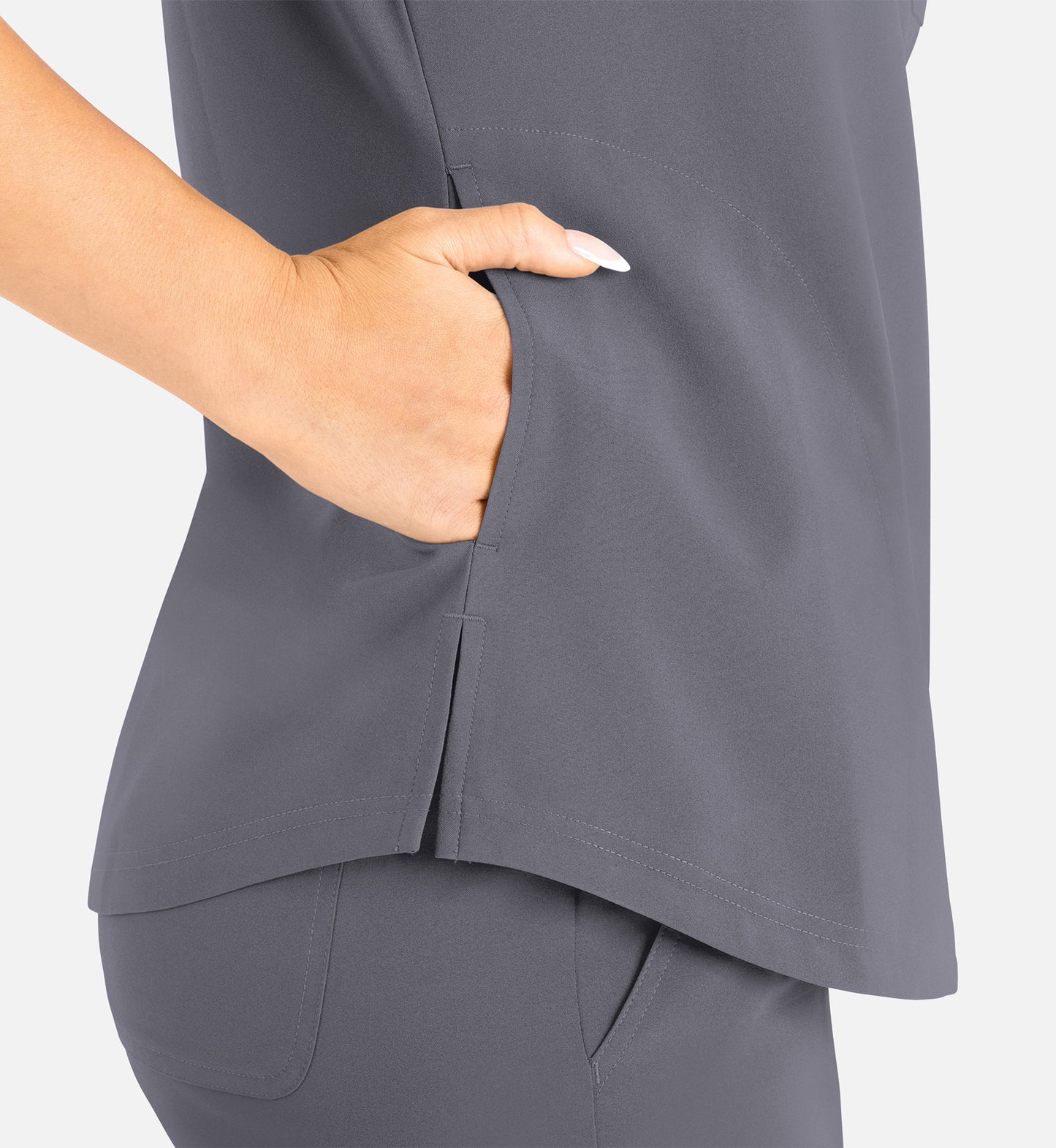 Momentum 5005 Women’s Tuckable Round Neck Top Pewter