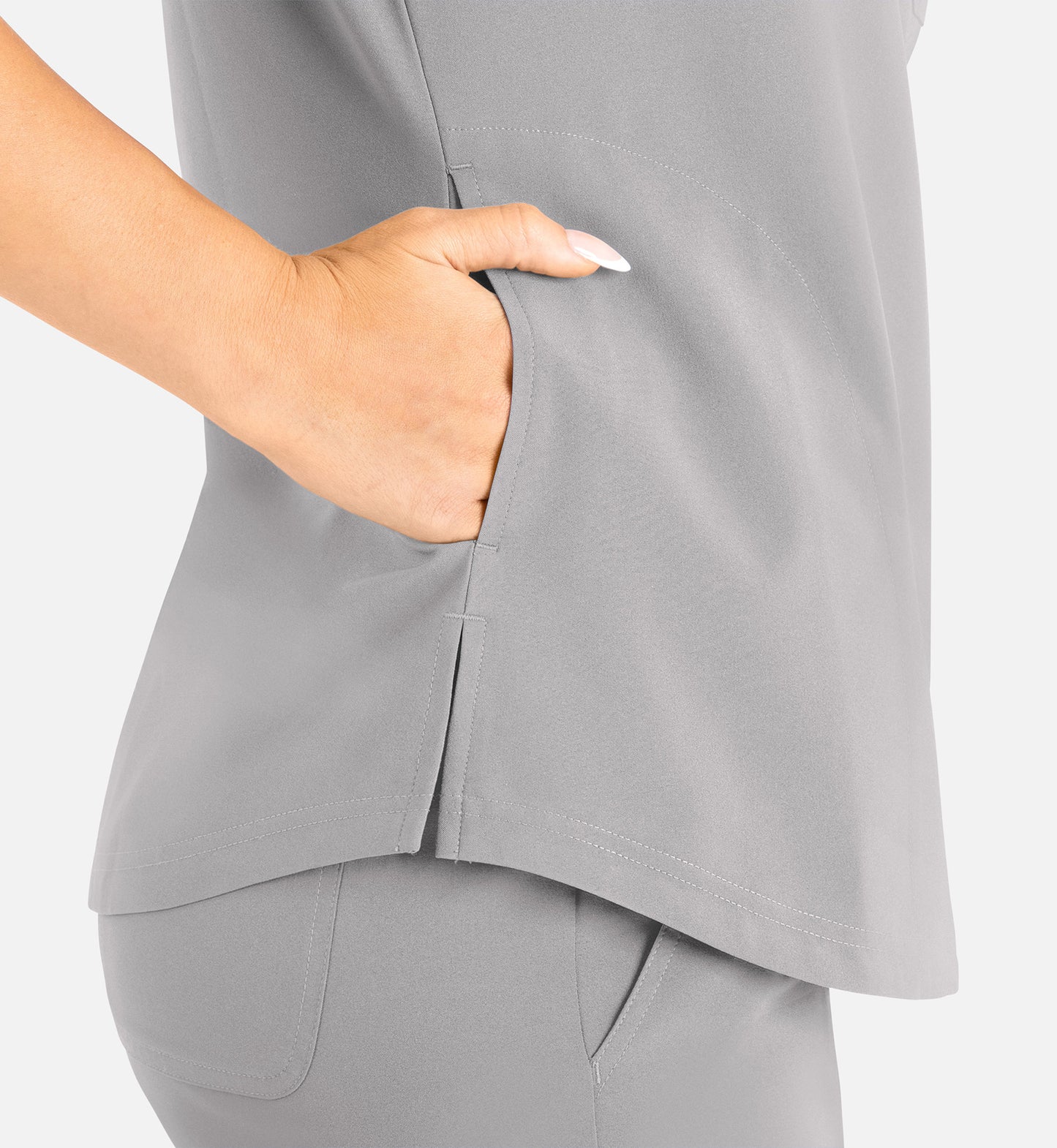 Momentum 5005 Women’s Tuckable Round Neck Top Quiet Grey