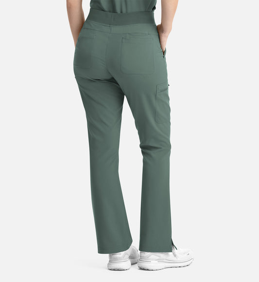 Momentum 5093 Women's Full Elastic Band Flare Leg Pants Moss