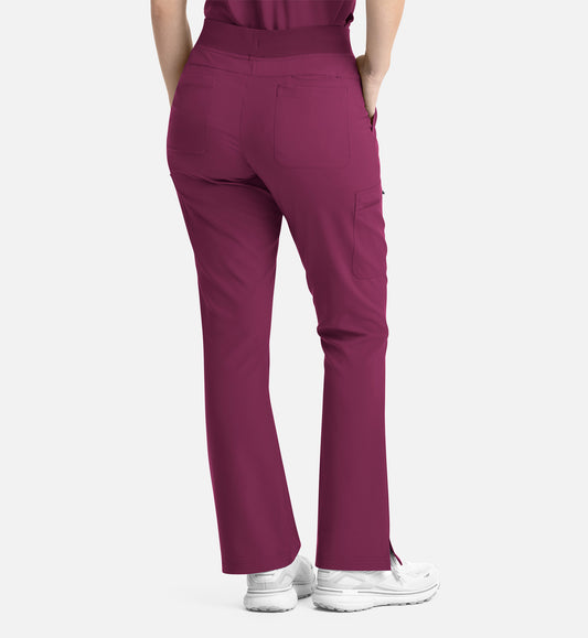 Momentum 5093 Women's Full Elastic Band Flare Leg Pants Wine