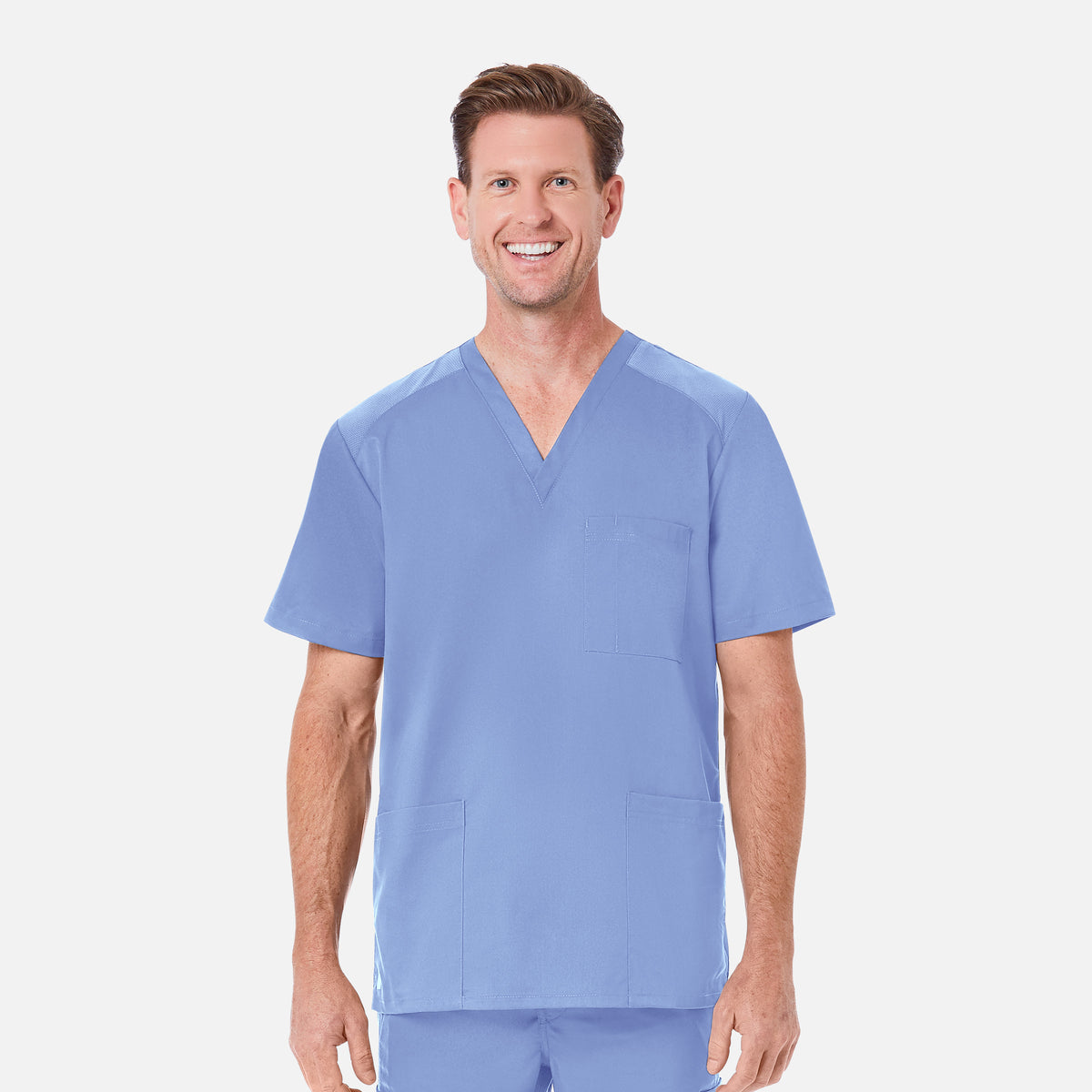 EON 5308 Men's Mesh Panel 3-Pocket V-Neck Top Ceil Blue