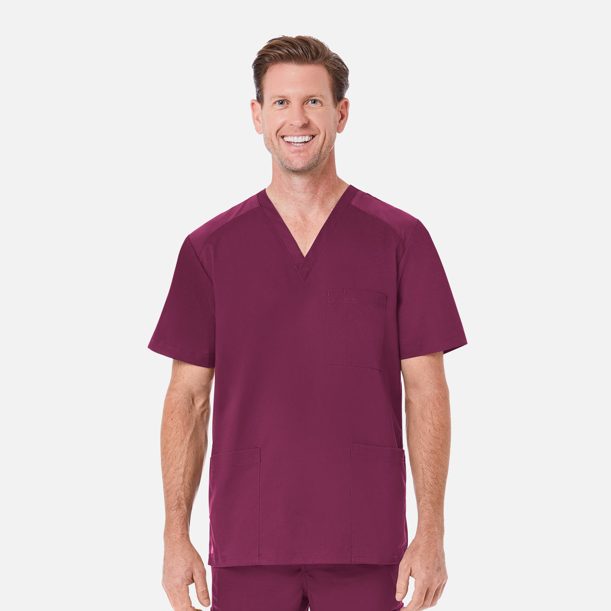 EON 5308 Men's Mesh Panel 3-Pocket V-Neck Top Wine