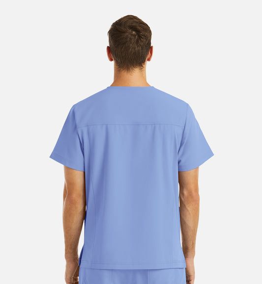 Momentum 5802 Men's 4 Pocket Banded V-Neck Top Ceil Blue