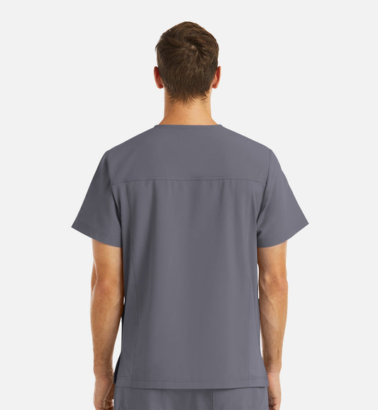 Momentum 5802 Men's 4 Pocket Banded V-Neck Top Pewter