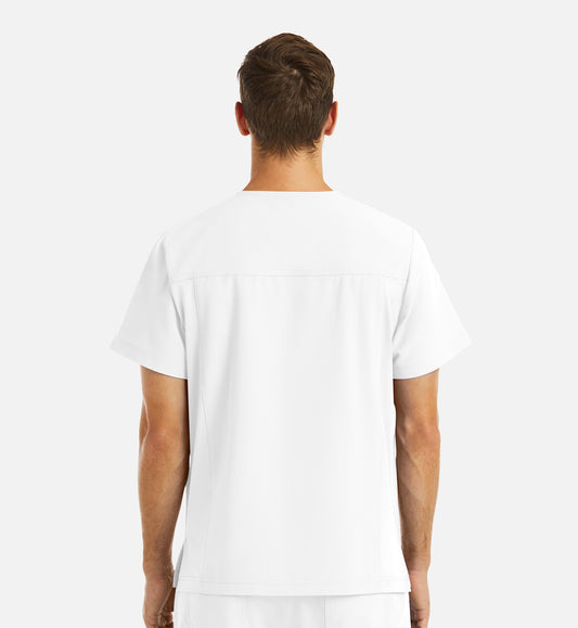 Momentum 5802 Men's 4 Pocket Banded V-Neck Top White