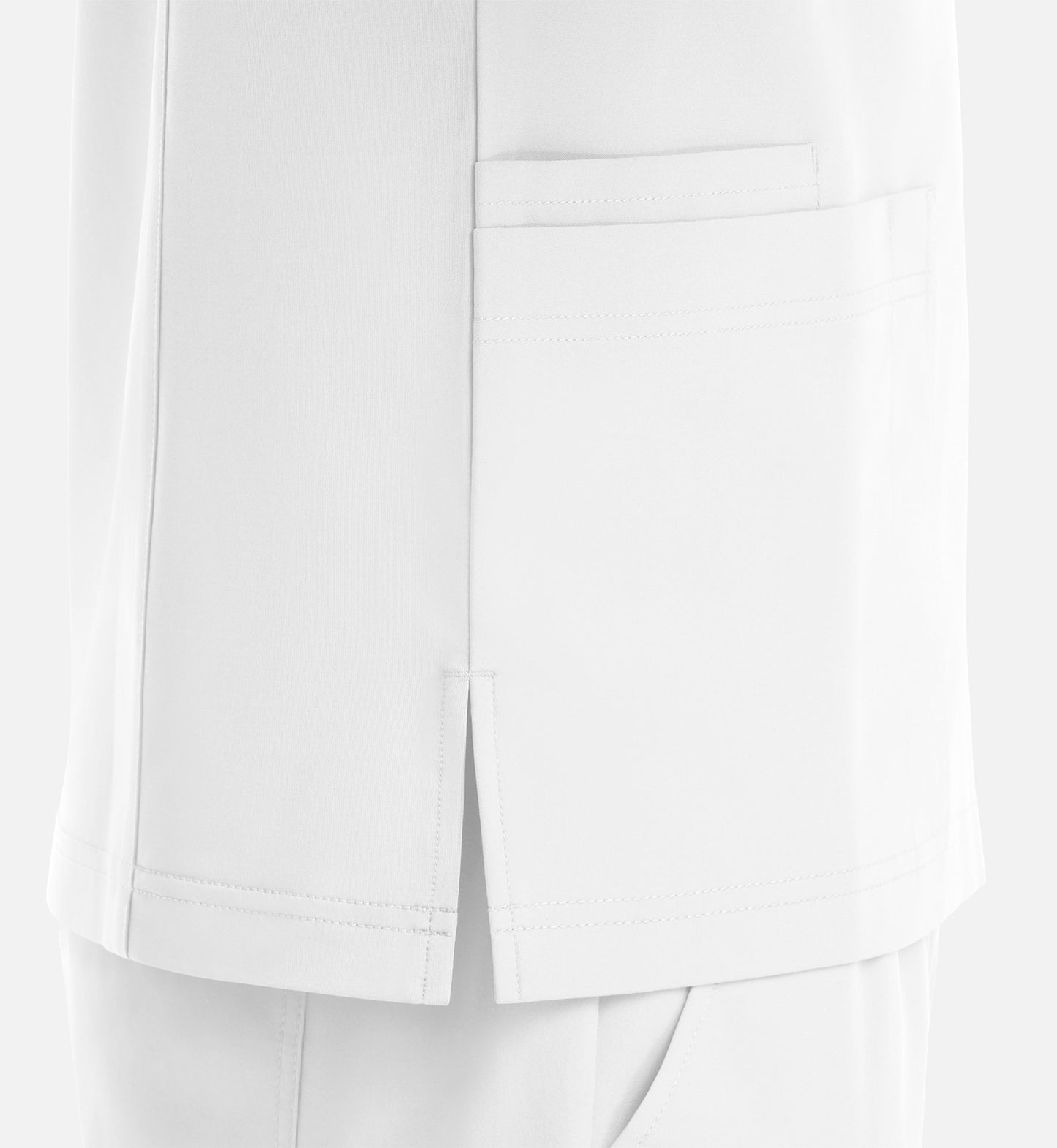 Momentum 5802 Men's 4 Pocket Banded V-Neck Top White