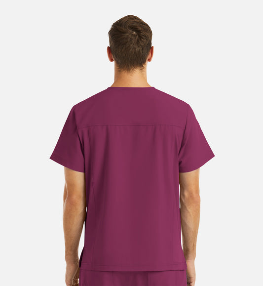 Momentum 5802 Men's 4 Pocket Banded V-Neck Top Wine