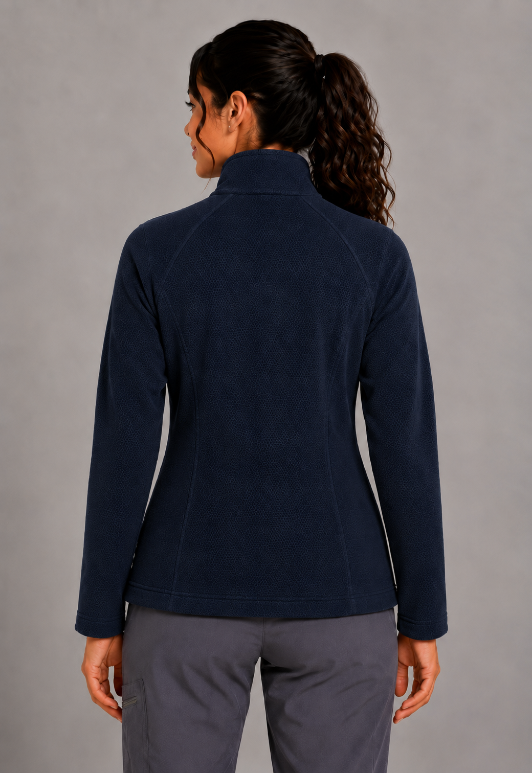Perfect Fleece 6055 Women's 2 Pocket Bonded Fleece Full Zip Jacket Navy