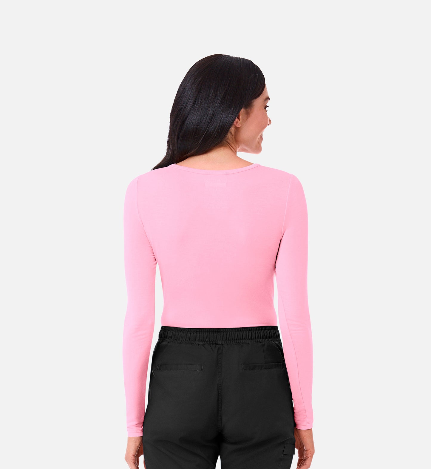 Knit 6709 Coolmax Long Sleeve Under Scrub Tee Blush Pink