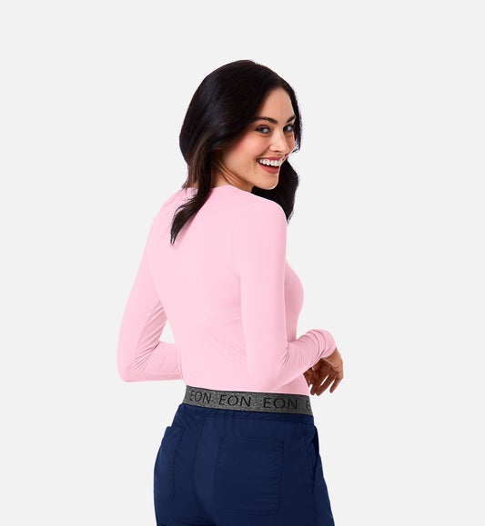 Knit 6809 Ladies Long Sleeve Under Scrub Tee Blush Pink