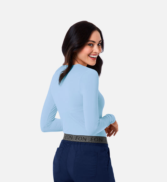 Knit 6809 Ladies Long Sleeve Under Scrub Tee Sky Blue