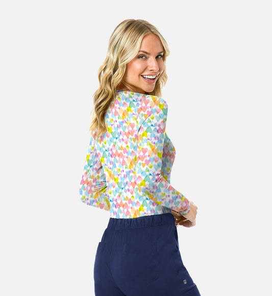 BESTEE 6909 Women’s Basic Long Sleeve Underscrub Tee Crushin’ Hearts