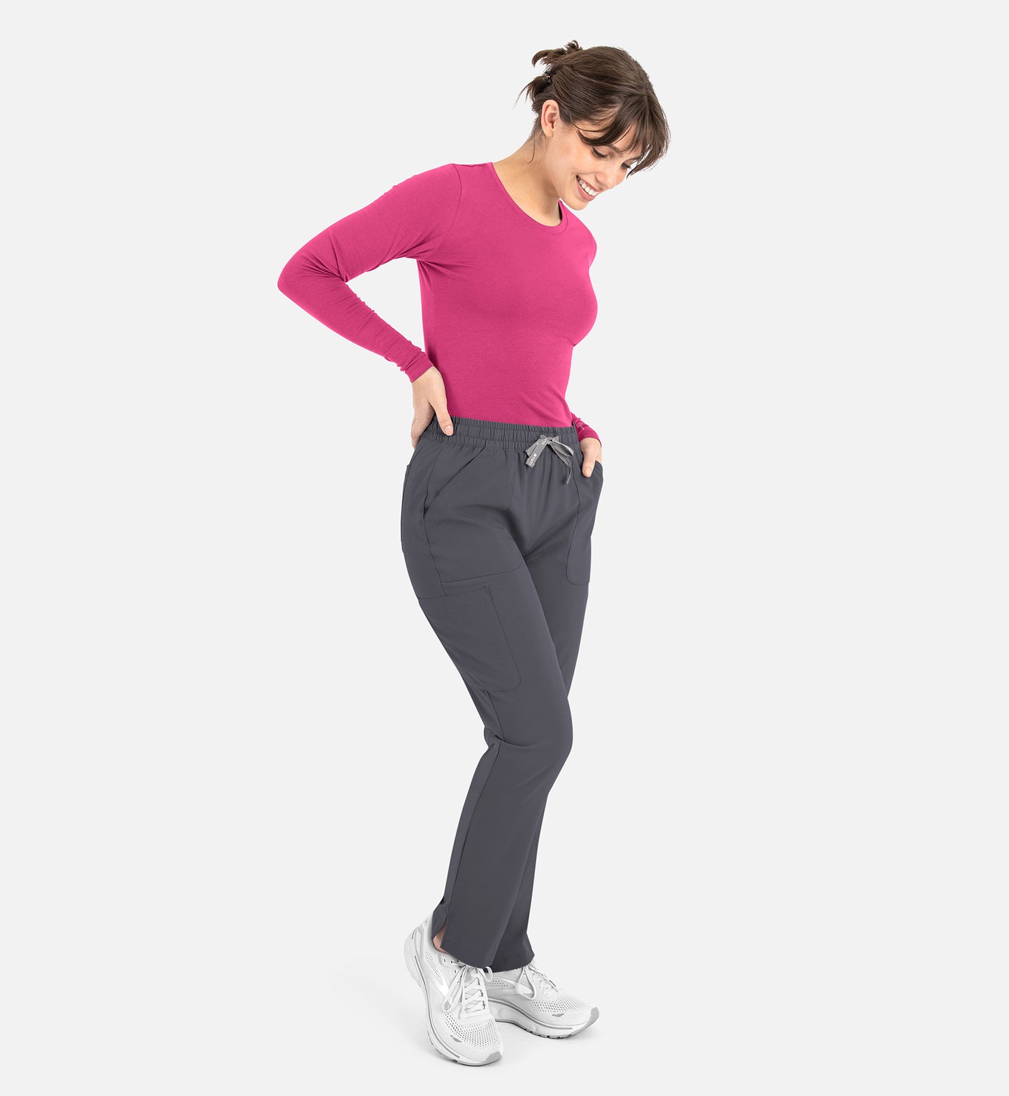 Bestee 6909 Women's Basic Long Sleeve Underscrub Tee Pink Peacock