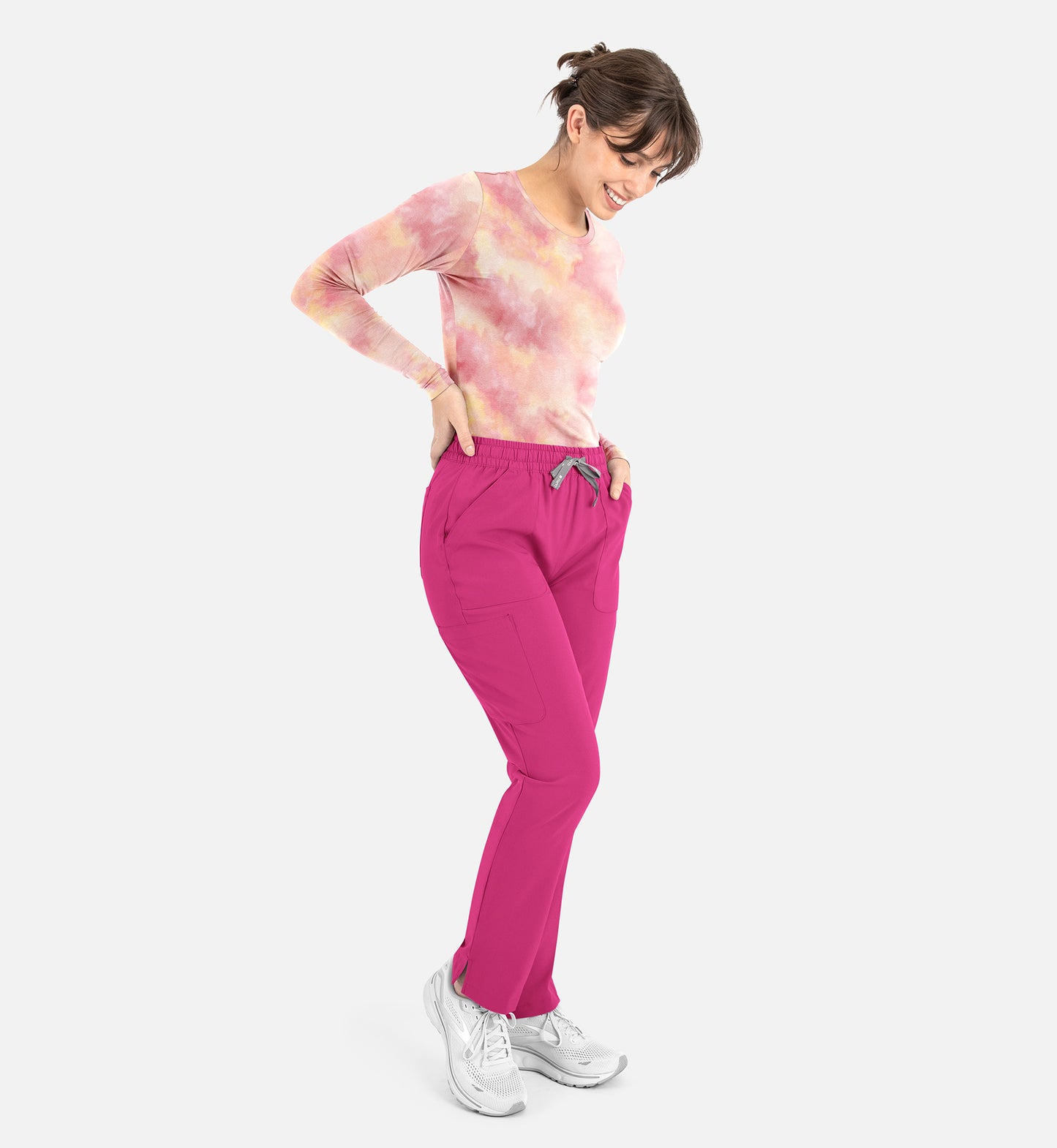 Bestee 6909 Women's Basic Long Sleeve Underscrub Tee Sorbet Print