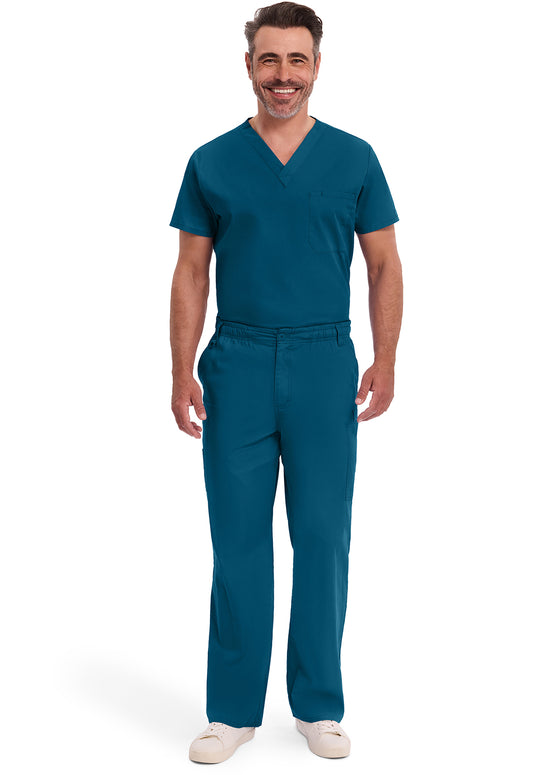 EDS Signature 81006 Men's Zip Fly Pull-On Scrub Pants Caribbean Blue