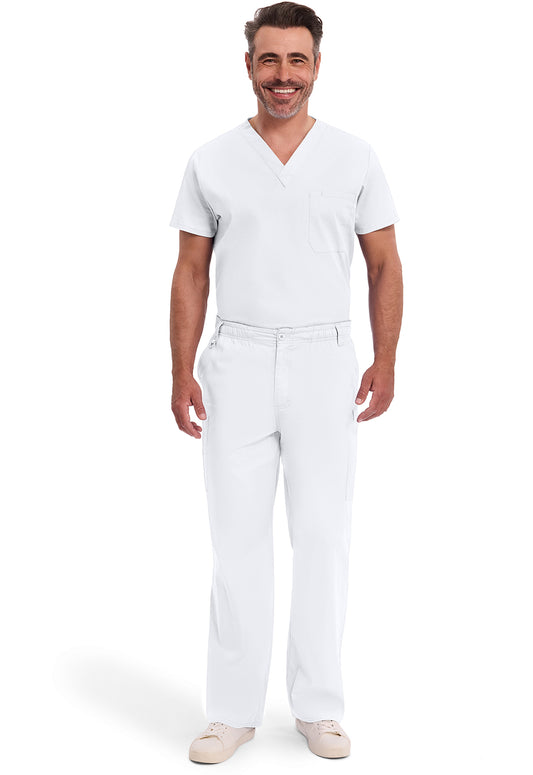 EDS Signature 81006 Men's Zip Fly Pull-On Scrub Pants White