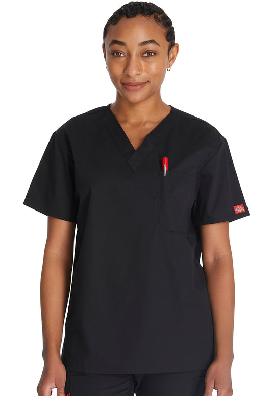 EDS Signature 83706 Unisex Unisex Tuckable V-Neck Scrub Top Black