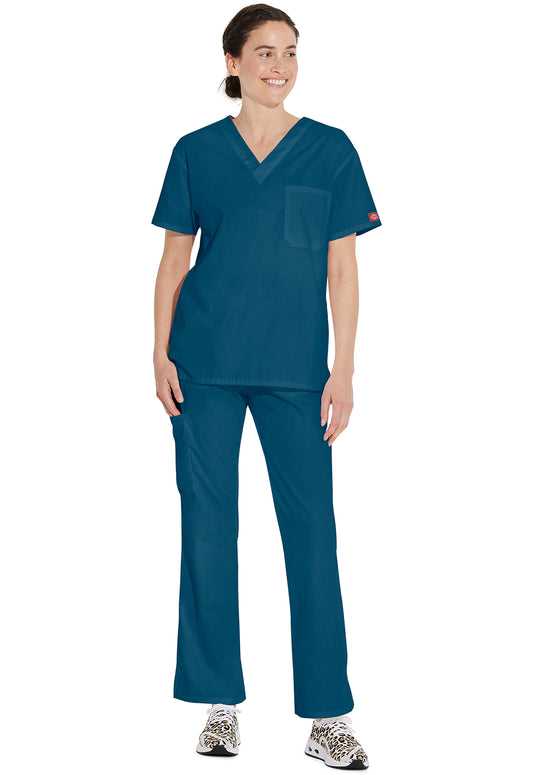 EDS Signature 83706 Unisex Unisex Tuckable V-Neck Scrub Top Caribbean Blue