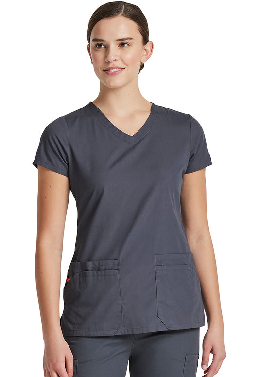 EDS Signature 85906 Women's V-Neck Scrub Top Pewter