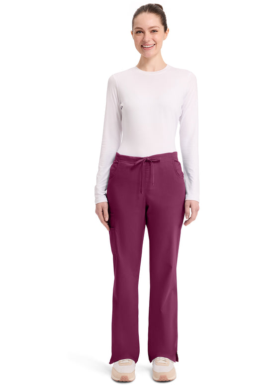 EDS Signature 86206 Women's Mid Rise Drawstring Cargo Scrub Pants Wine