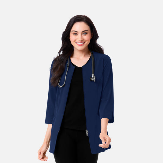 Smart 8803 Women's 3/4 Sleeve Lab Jacket Navy