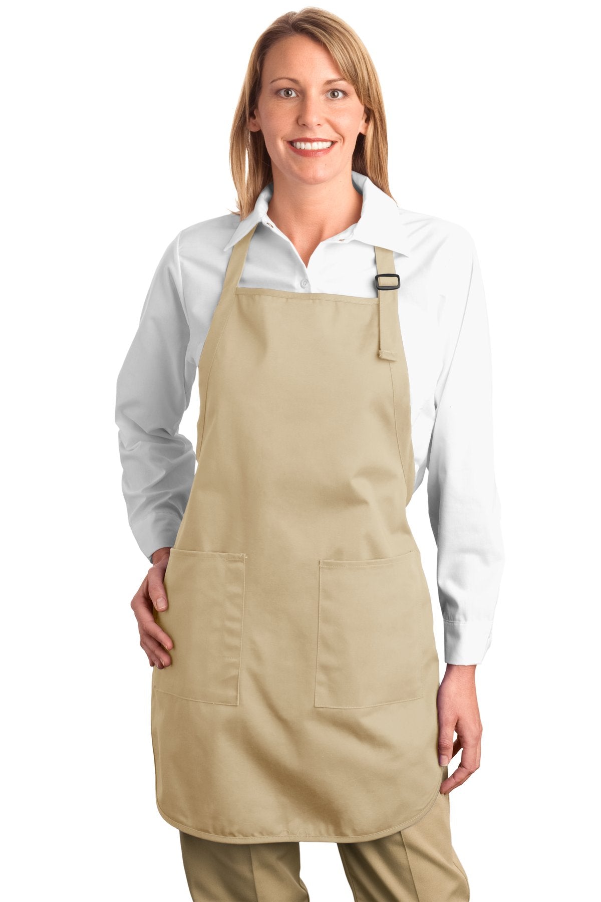 Port Authority Full-Length Apron with Pockets. A500 Stone