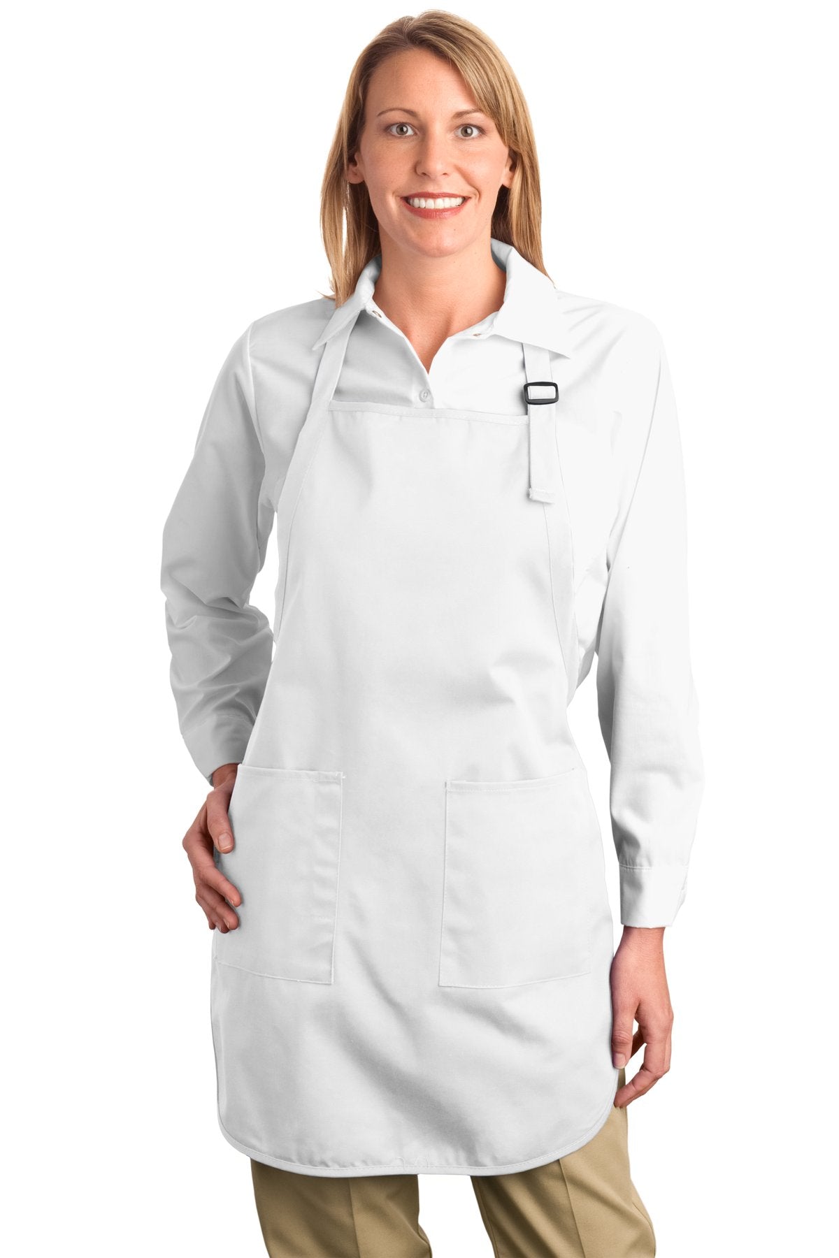 Port Authority Full-Length Apron with Pockets. A500 White