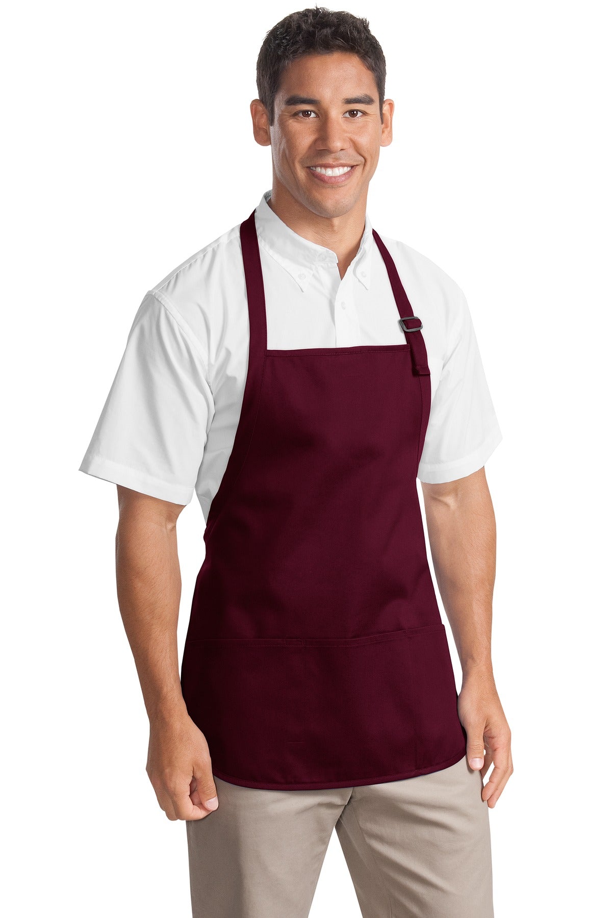 Port Authority Medium-Length Apron with Pouch Pockets A510 Maroon