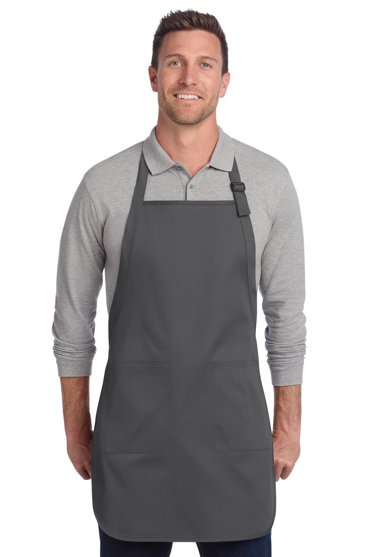 Port Authority Full-Length Two-Pocket Bib Apron A600 Charcoal