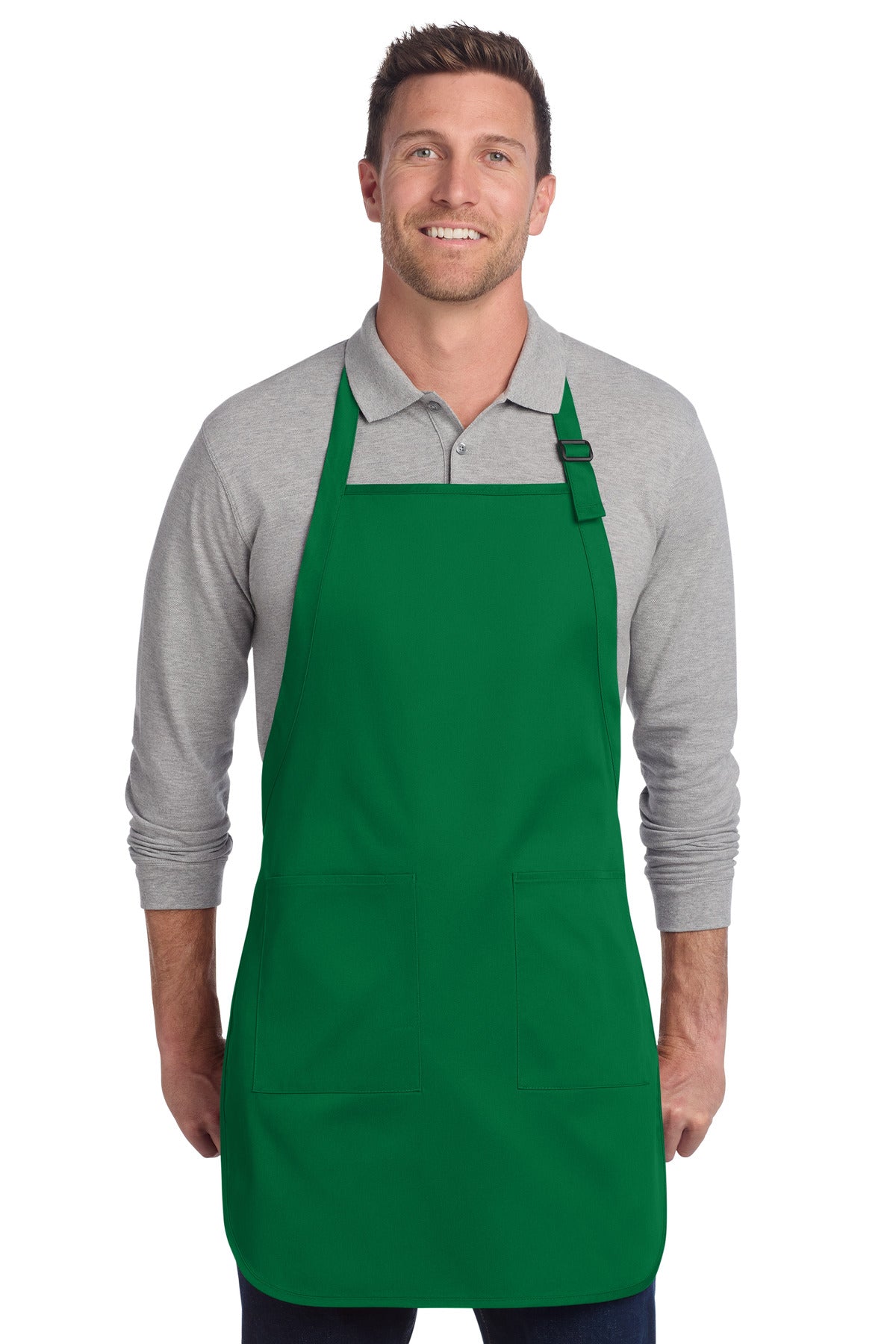 Port Authority Full-Length Two-Pocket Bib Apron A600 Kelly Green