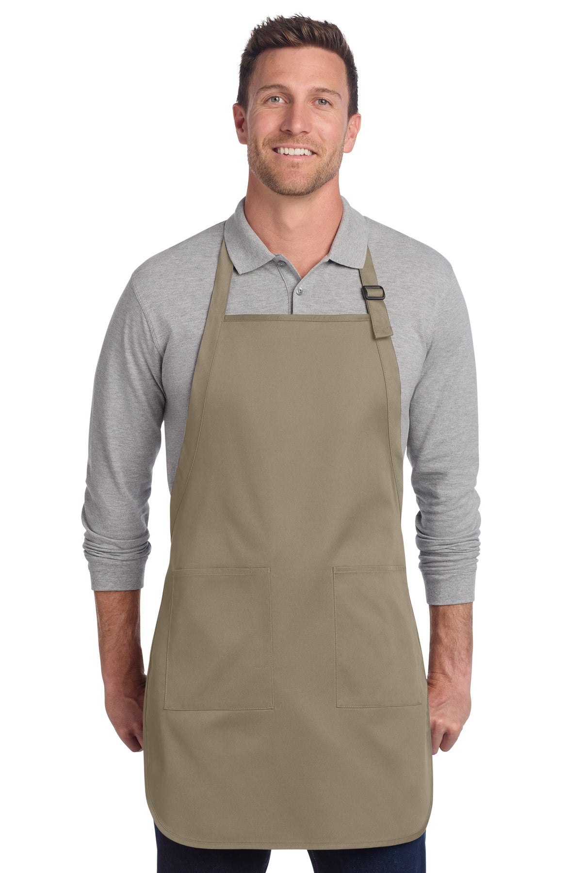 Port Authority Full-Length Two-Pocket Bib Apron A600 Khaki