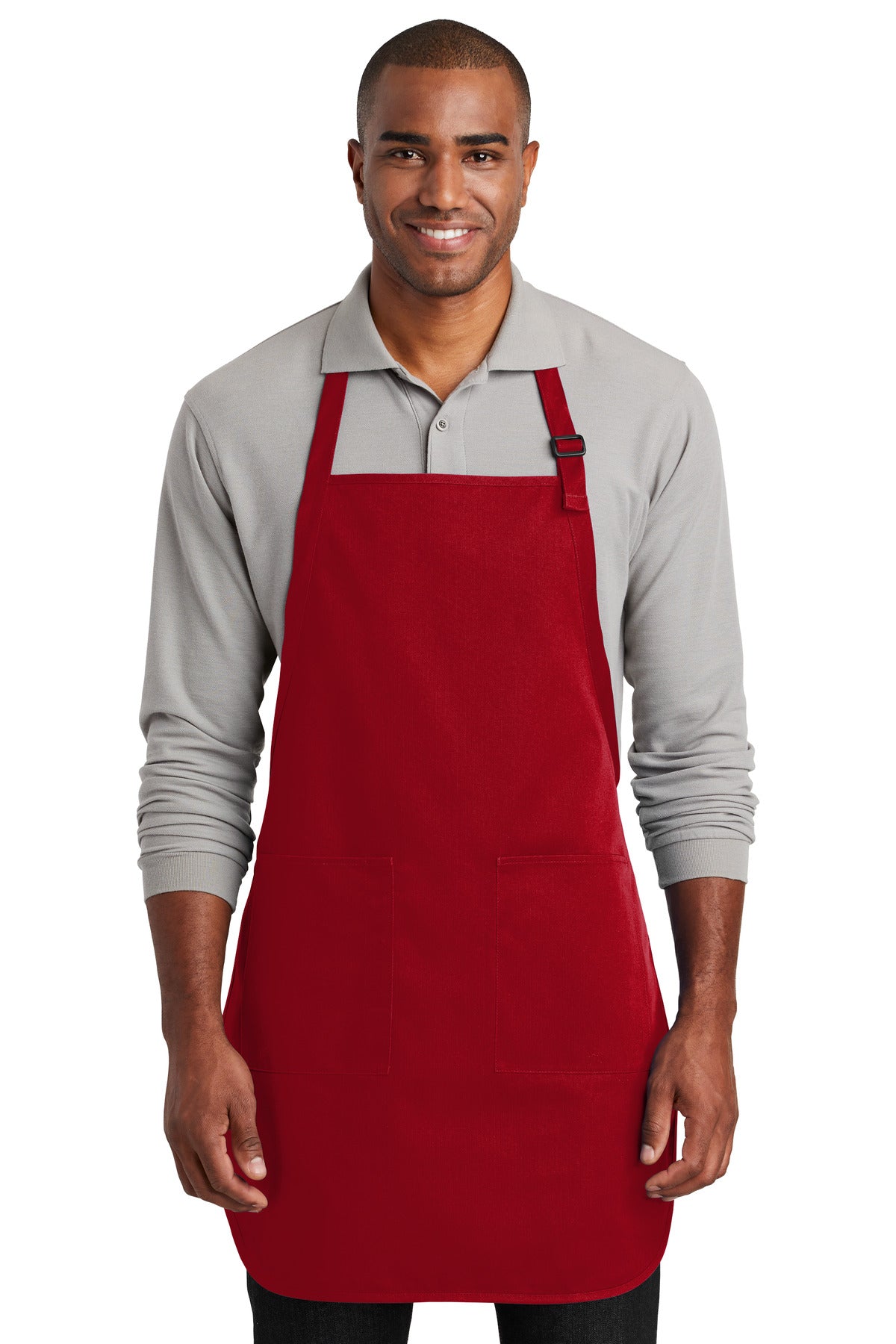 Port Authority Full-Length Two-Pocket Bib Apron. A600 Red
