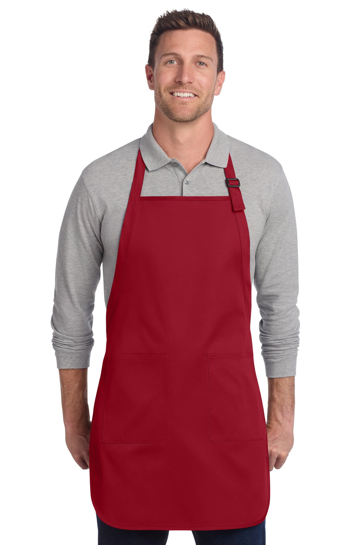 Port Authority Full-Length Two-Pocket Bib Apron A600 Red