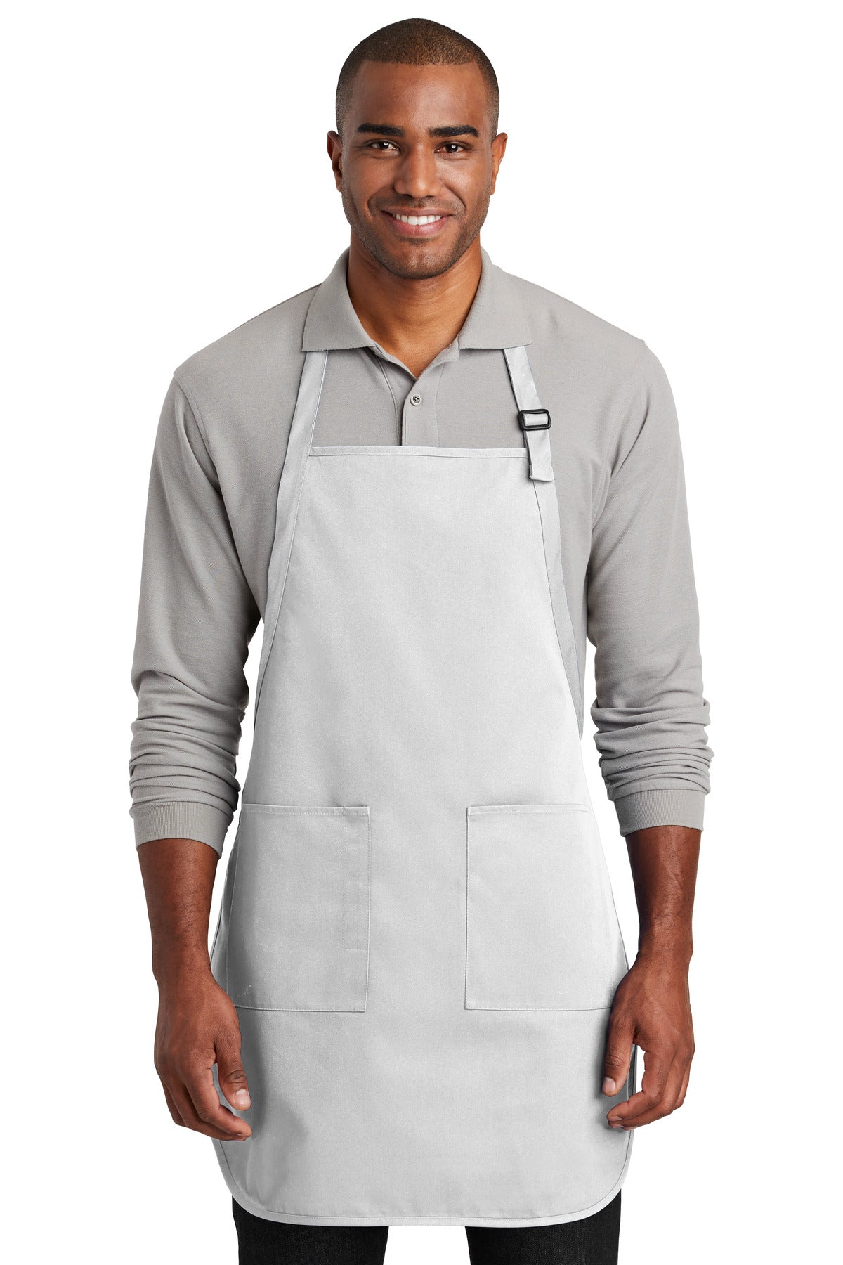 Port Authority Full-Length Two-Pocket Bib Apron A600 White